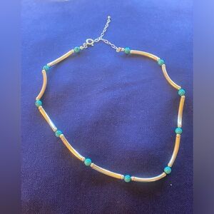 Necklace with Silver Plate & Turquoise
